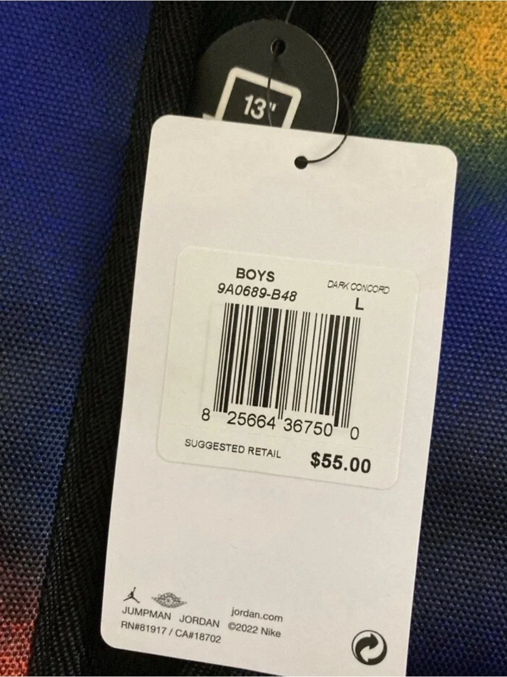 Jordan Black Backpack with Red, Blue, Orange and Gold Spray Accents